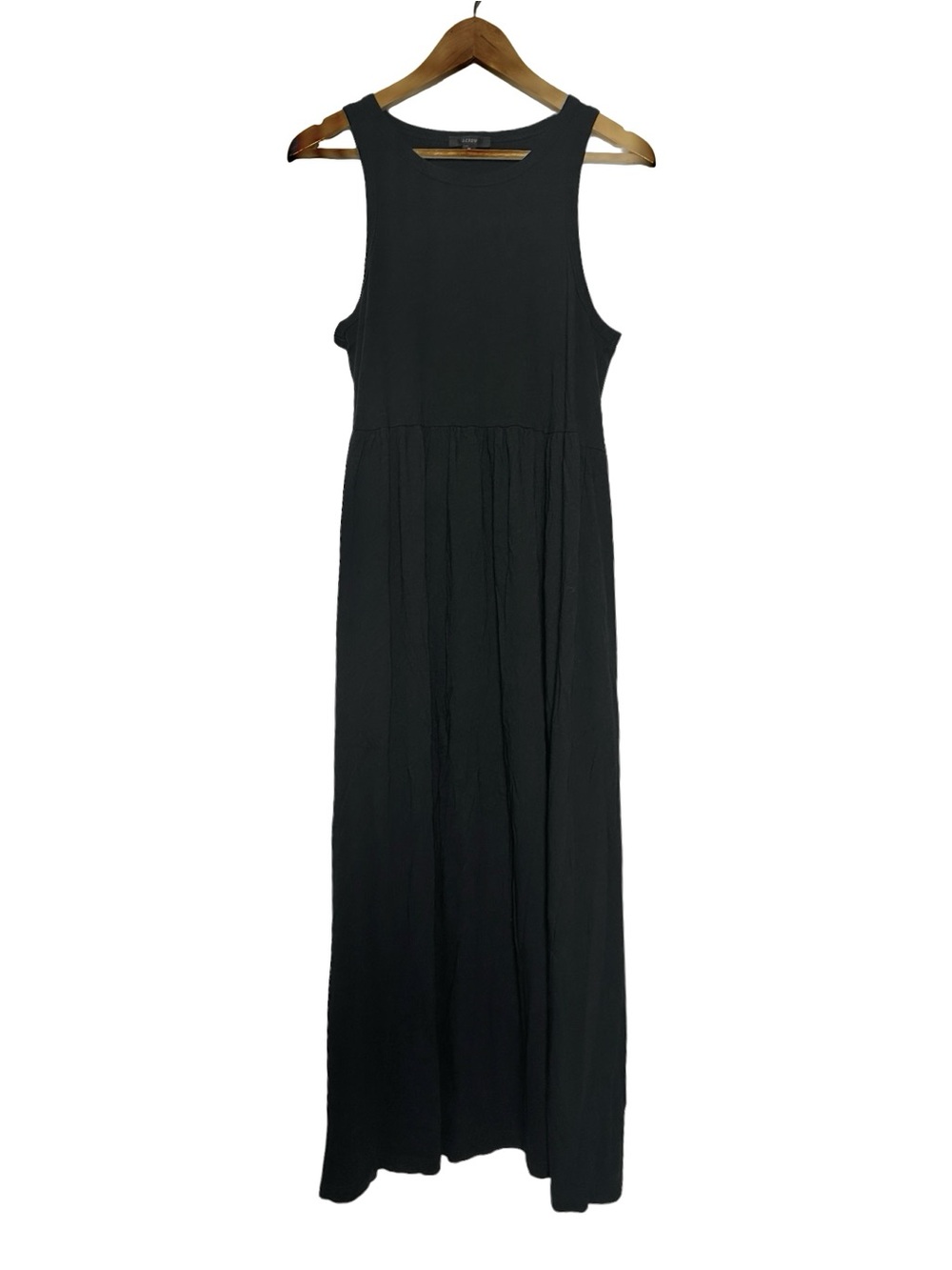 J.Crew Black Basic Tank Maxi Dress Drop Waist 100% Cotton Minimalist Medium